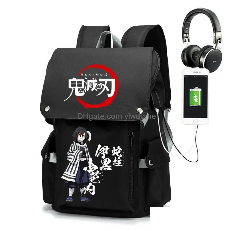 backpacks anime demon slayer agatsuma zenitsu school bag oxford laptop bags boy girl backpack large capacity travel for kids 230619