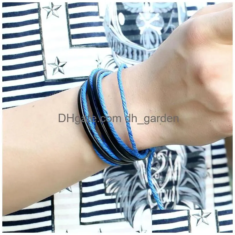 fashion weave braid wrap multilayer charm bracelet adjustable leather women bracelets mensfashion jewelry will and sandy