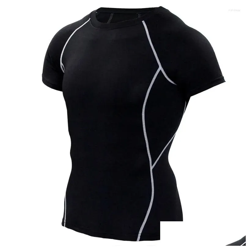 motorcycle apparel 2024 sports running round neck bodysuit fitness short sleeve men`s quick drying moisture wicking elastic t-shirt