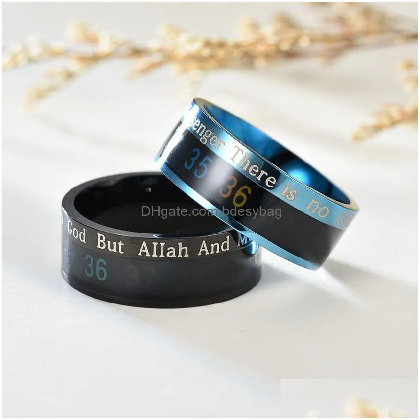 muslim god temperature sensing mood ring band finger stainless steel rings for men fashion jewelry will and sandy gold black blue