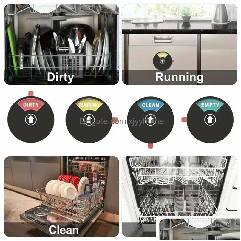 running empty magnet dishwasher magnet stickers clean dirty magnet double-sided type dishwasher sign decor accessories z0071