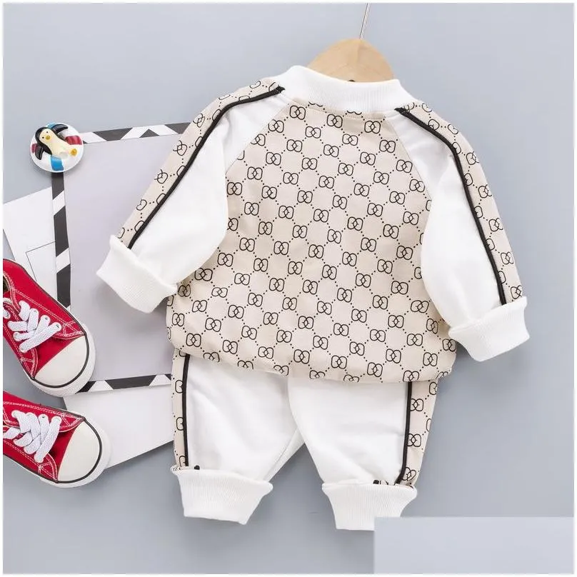 autumn children clothing boys sets tracksuit baby girls clothes casual print cotton suit costume for kids