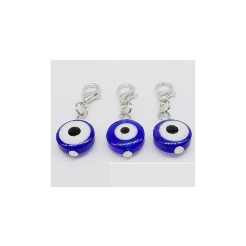 200pcs turkish blue evil eye charms lobster clasp dangle charms for jewelry making findings 32x11mm