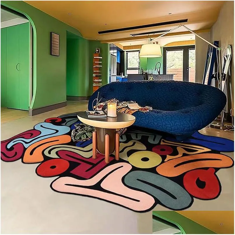 carpet nordic irregular geometry colorful abstract art large area fashion design lounge rug living romm bedroom home 230824