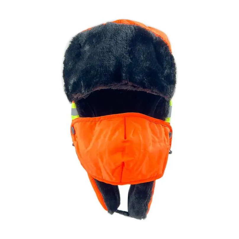 mens womens winter trapper hat russian trooper earflap warm snow ski mask cap outdoor reflective balaclava earflap fur bomber hats with