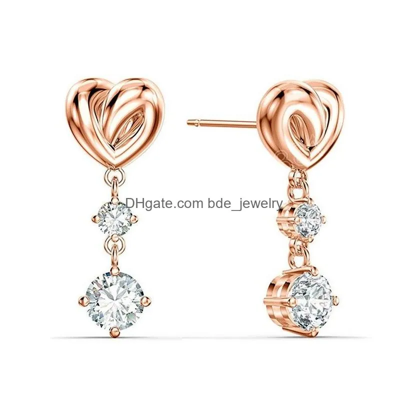  fashion heart dangle earrings for women simple stylish accessories party daily wear statement rose gold earrings jewelry