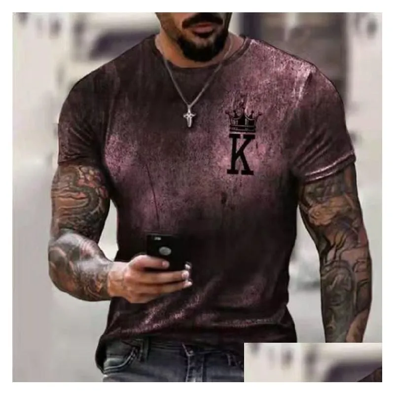 king style mens 3d t-shirts printed t-shirt visual impact party shirt punk gothic round neck high-quality american muscle style short