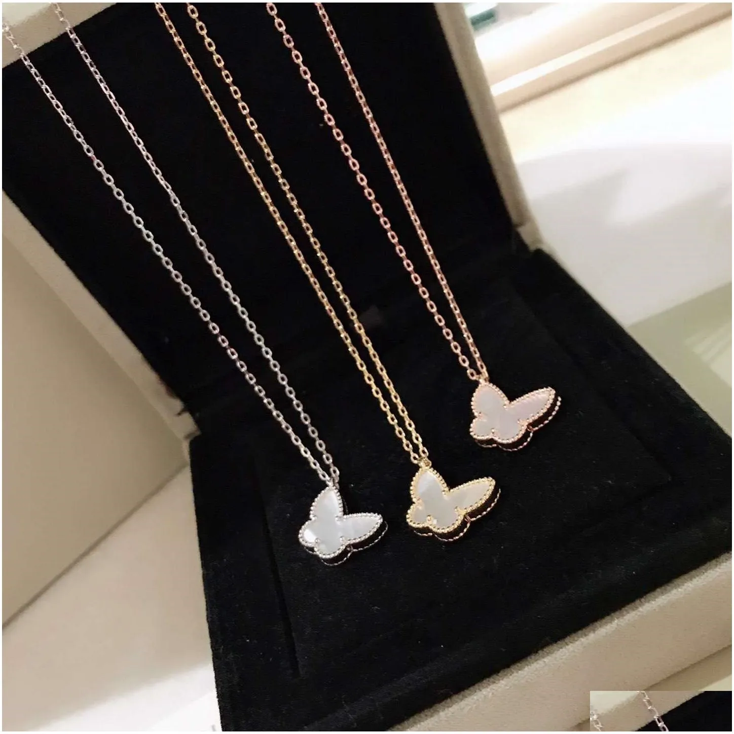 vintage pendant necklace sweet s925 sterling silver white mother of pearl shell butterfly short chain choker for women jewelry with