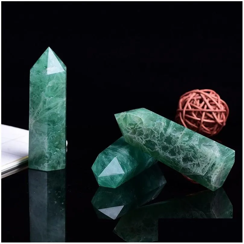 natural green fluorite rough polished energy tower arts ornament mineral healing wands reiki raw ability quartz pillars