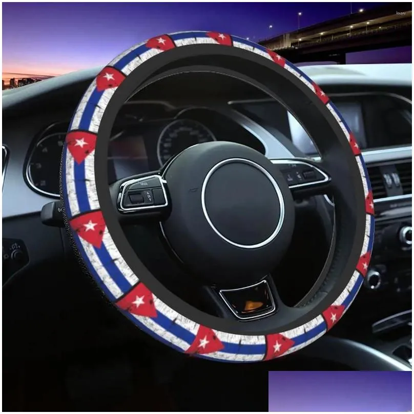 steering wheel covers 38cm car cover cuba flag elastic braid on the auto decoration fashion automobile accessory