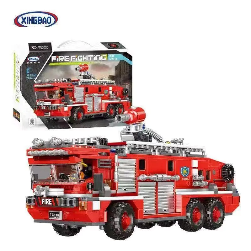 xingbao 03028-03031 city water tank ladder fire truck model children puzzle assembling small particle building blocks