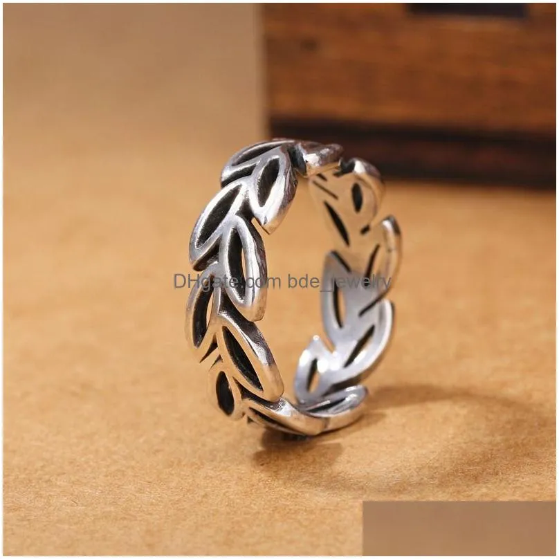 retro silver leaf rings hollow band ring fashion jewelry for women will and sandy vintage