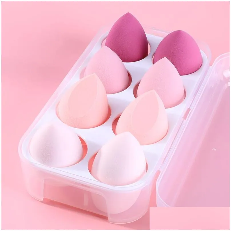 4pcs 8pcs makeup sponge with box foundation powder blush make up tool kit egg sponges cosmetic puff holder