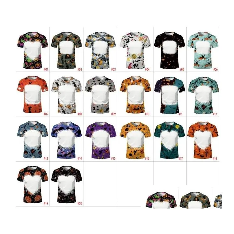 wholesale sublimation bleached shirts heat transfer blank bleach shirt bleached polyester t-shirts us men women party supplies stock