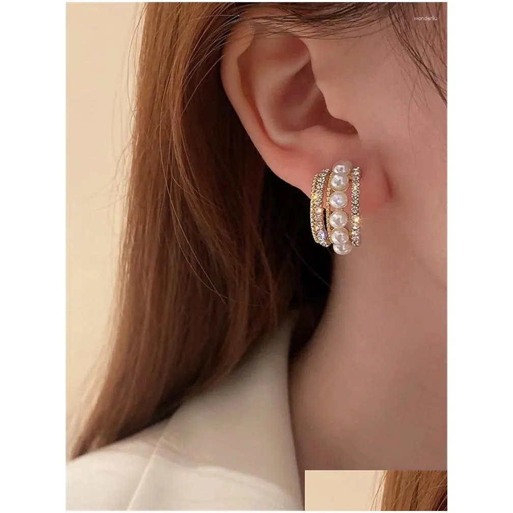dangle earrings kshmir temperament c pearl 2024 south korean fashion earring girl multi-layer tide
