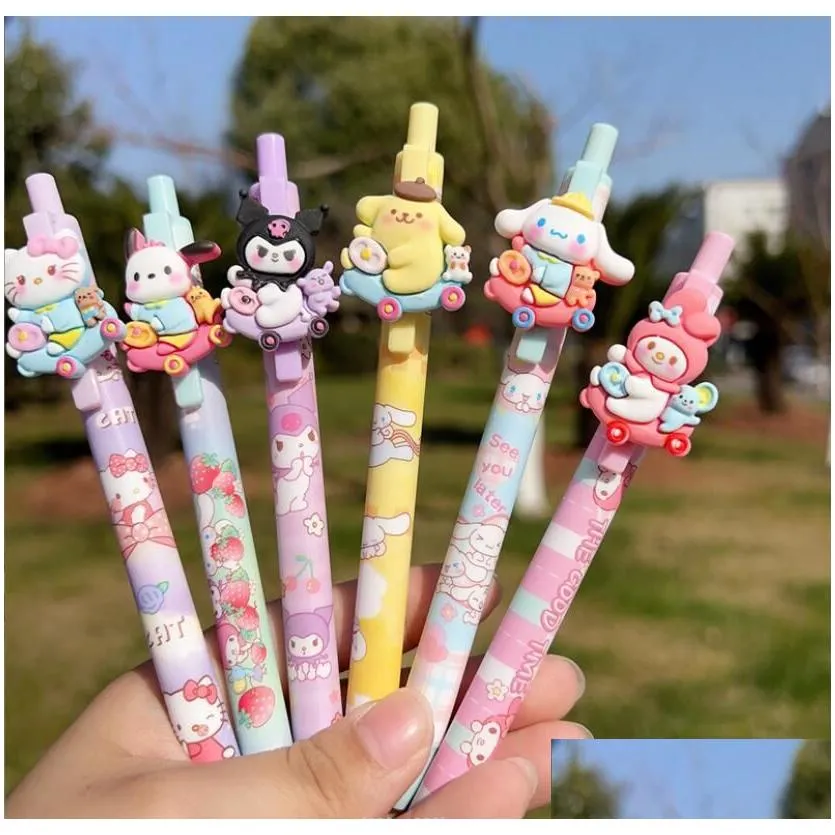 wholesale 48 pcs/set cartoon cute melody print student black gel pen smooth writing supplies 0.38mm stationery papelaria material school