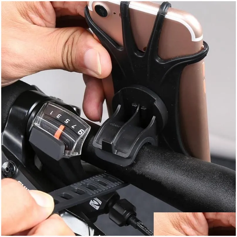 stroller parts accessories universal bicycle mobile phone holder silicone motorcycle bike handlebar stand mount bracket