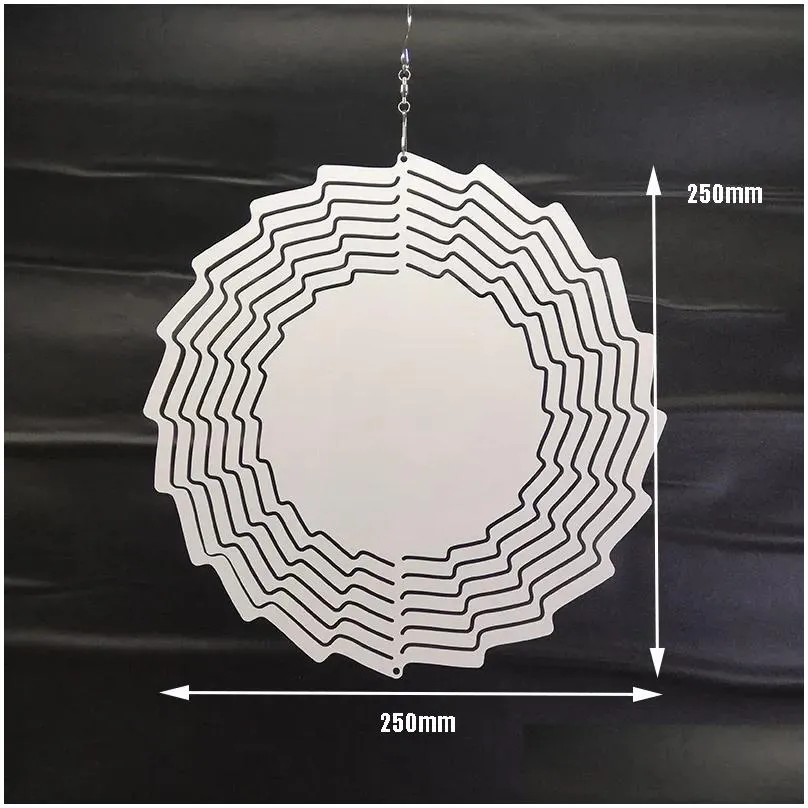 10inch sublimation aluminium wind spinner diy arts and crafts gift double-sided heat transfer printing aluminum plate home christmas decorations