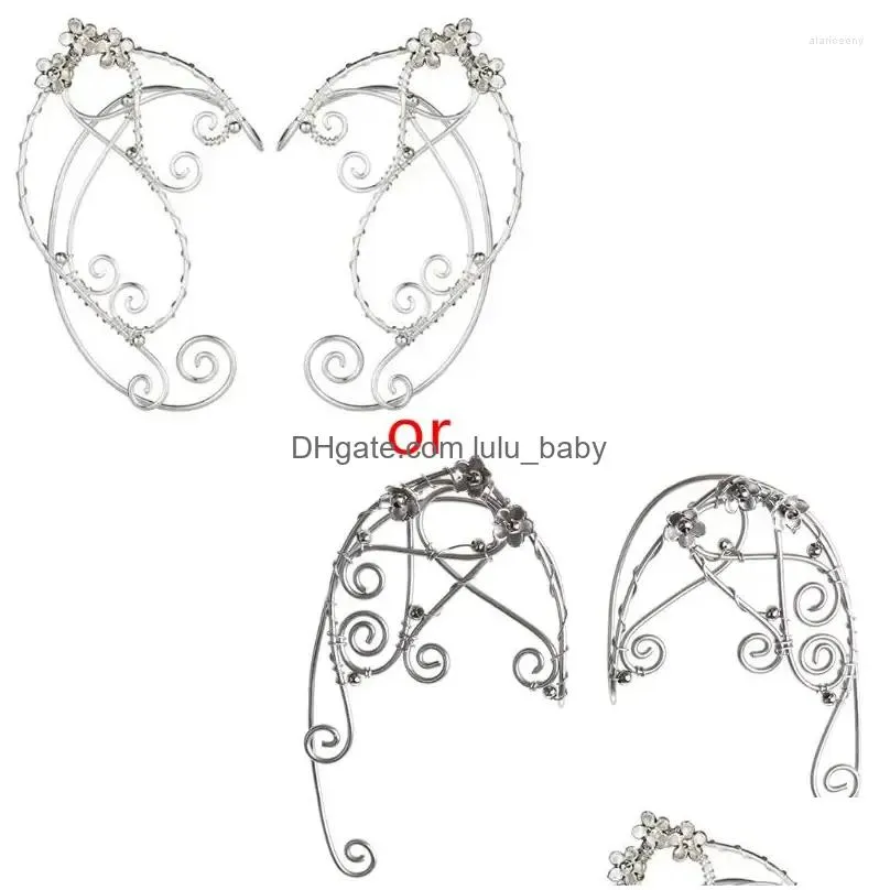 backs earrings elf ear cuffs wing tassel filigree elven wrap fairy cosplay wedding fantasy costume