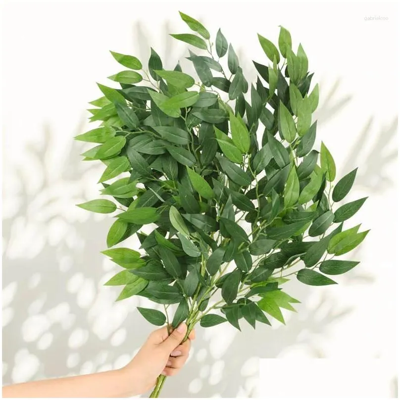 decorative flowers italian ruscus greenery stems 3/6pcs 70cm artificial green leaf garland vines hanging spray for wedding arch bouquet