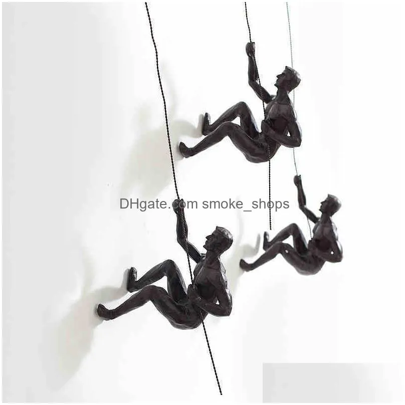 creative rock climbing men sculpture wall hanging decorations resin statue figurine crafts home furnishings decor accessories lj200904