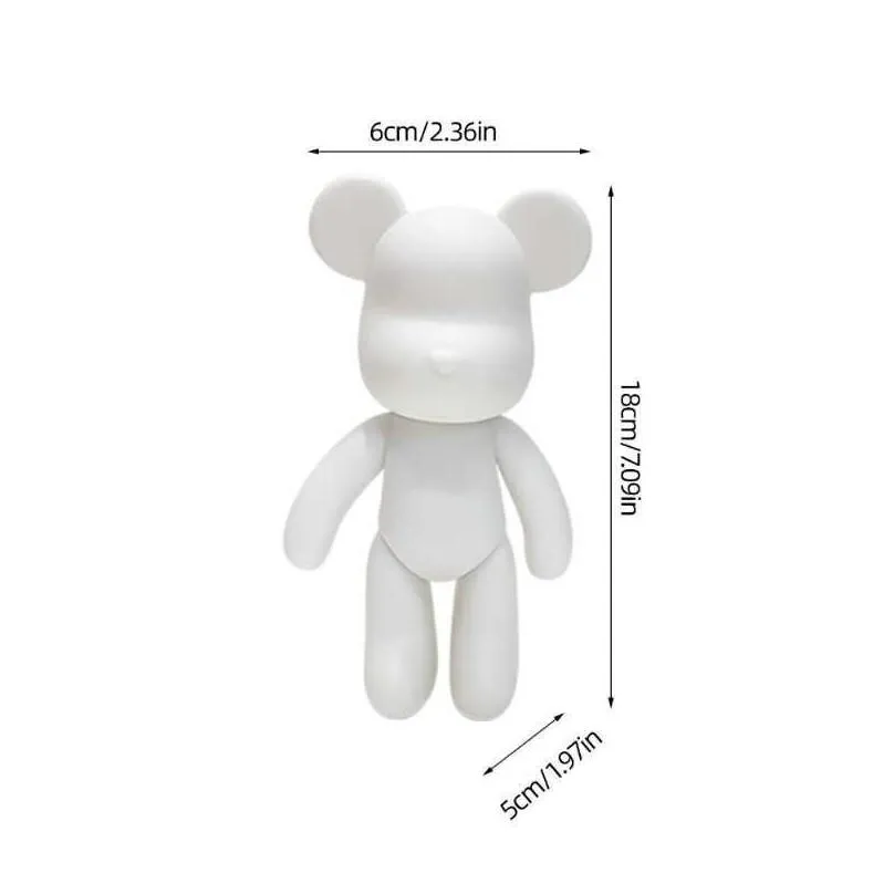 arts and crafts diy fluid bear sculpture handmade painting violence bear model bears white body model painting bearbrick doll home room