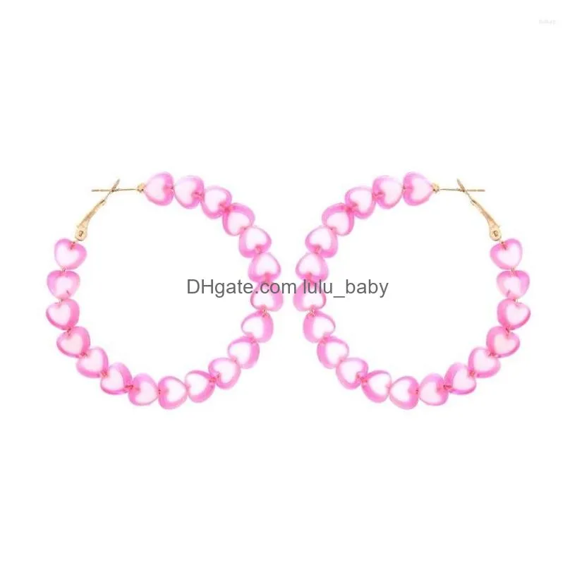 dangle earrings y2k jewelry punk fashion vintage pink peach heart hoop egirl candy color creative cute 2000s aesthetic accessories 90s