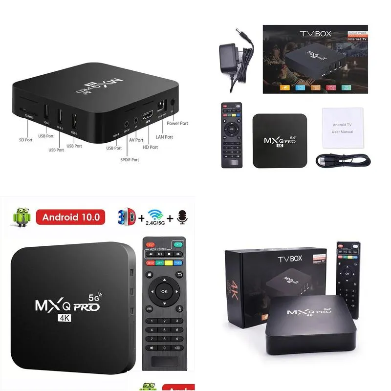 tv box pintar android 10.0 mxq-pro 4k hd android 2.4 tv box/5g dual-wifi video 3d media player home theater tv set-top box