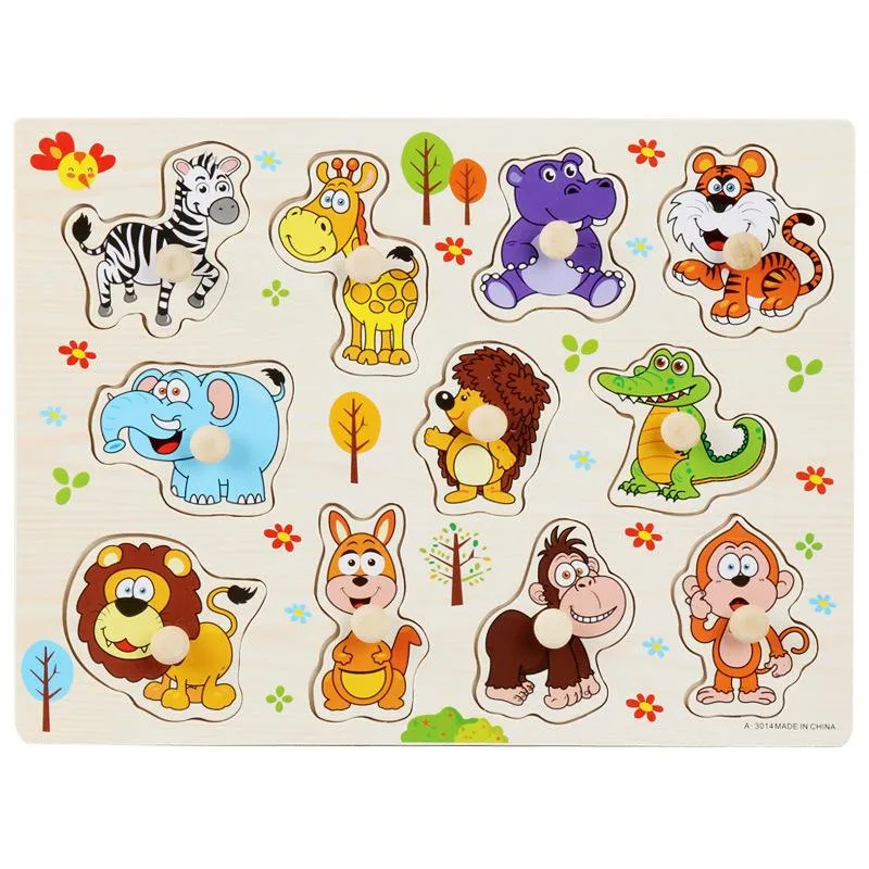 childrens early education wooden animal number grasping board puzzle letter matching board baby educational toy