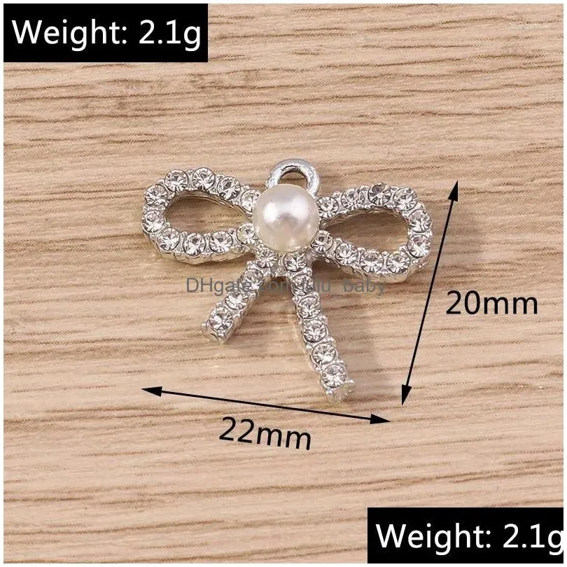 charms 10pcs 22x20mm cute crystal bowknot pendants for drop earrings necklaces diy handmade keychains jewelry making accessories