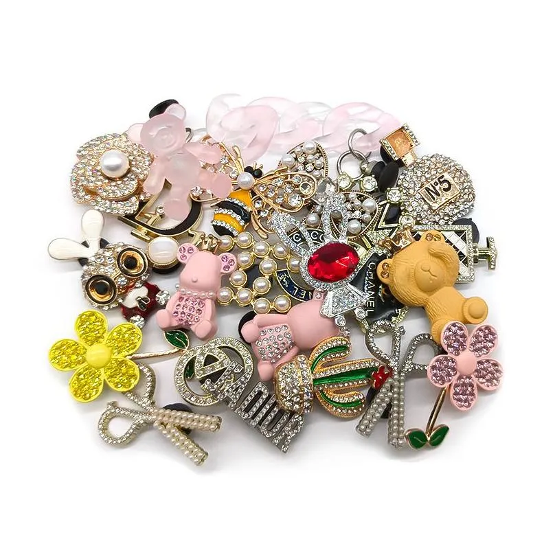 diy luxury metal designer bling charms for decorations golden shoe accessories charms buckles