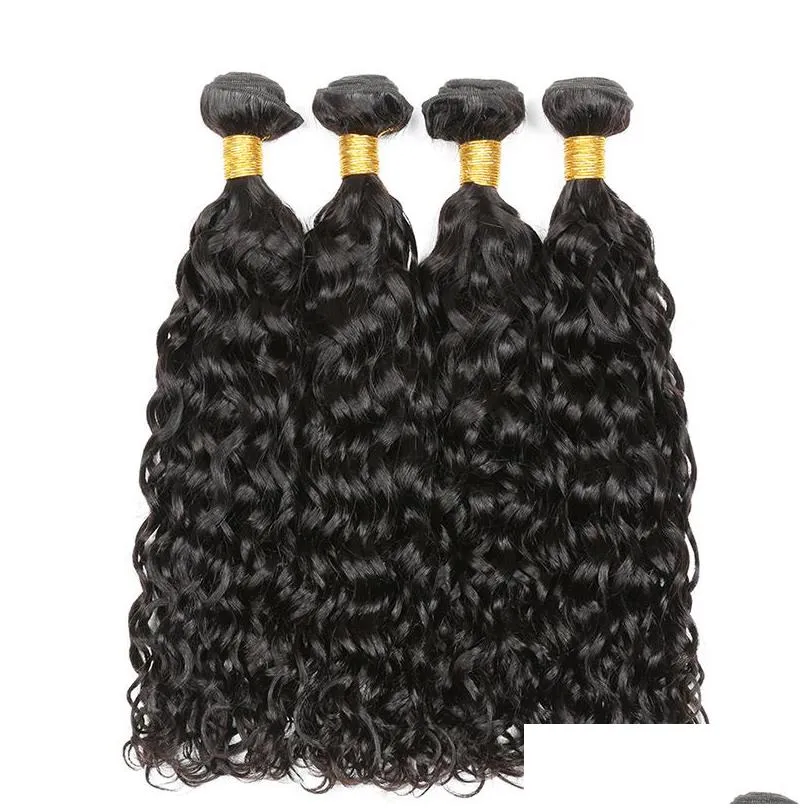 brazilian peruvian indian malaysian virgin hair 3 bundles water wave human hair extensions bundles 95-100g/piece