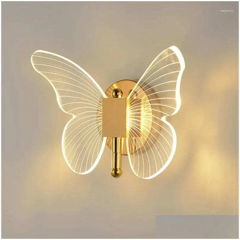 wall lamps butterfly creative led light bedroom bedside aisle stair home decor lighting fixtures