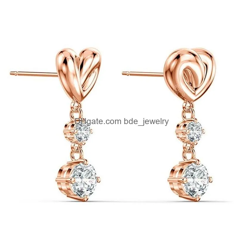  fashion heart dangle earrings for women simple stylish accessories party daily wear statement rose gold earrings jewelry