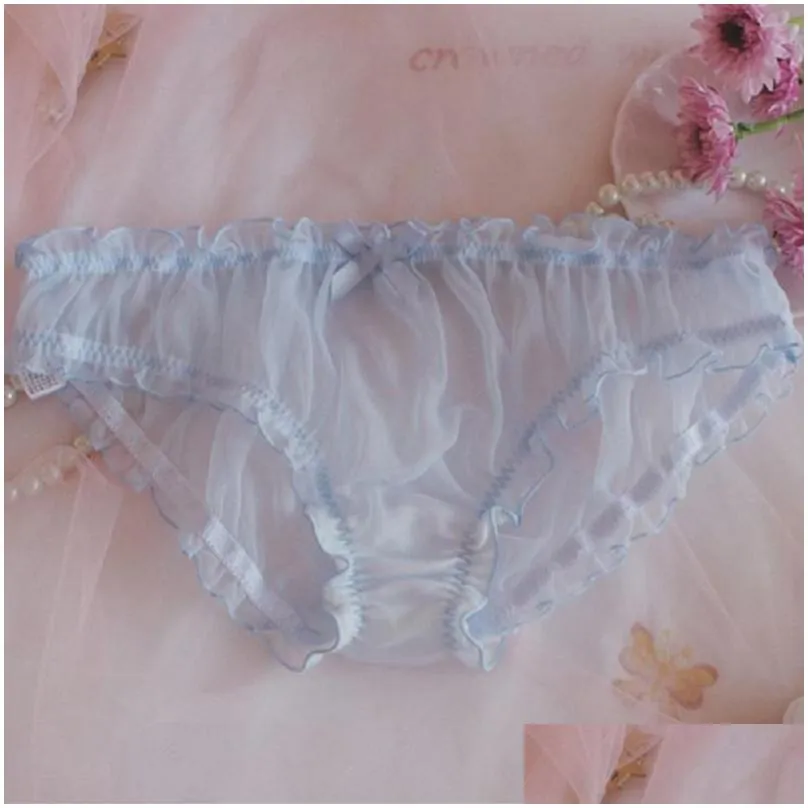 underpants sissy briefs men underwear floral bow tie lace panties ruffles chiffon bikini pouch brief for man sheer mesh breathable