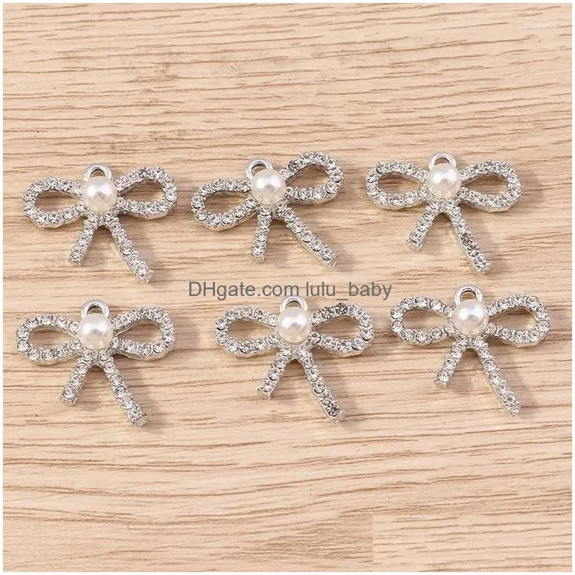 charms 10pcs 22x20mm cute crystal bowknot pendants for drop earrings necklaces diy handmade keychains jewelry making accessories