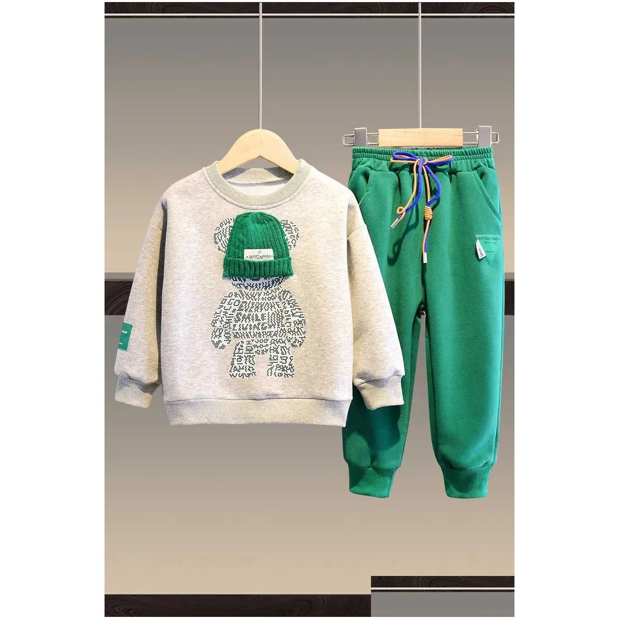 kids tracksuit baby girls boys designer clothes cartoon 3d sweatshirt and drawstring sweatpant sets child sweatsuit school two piece set jogging suit outfits