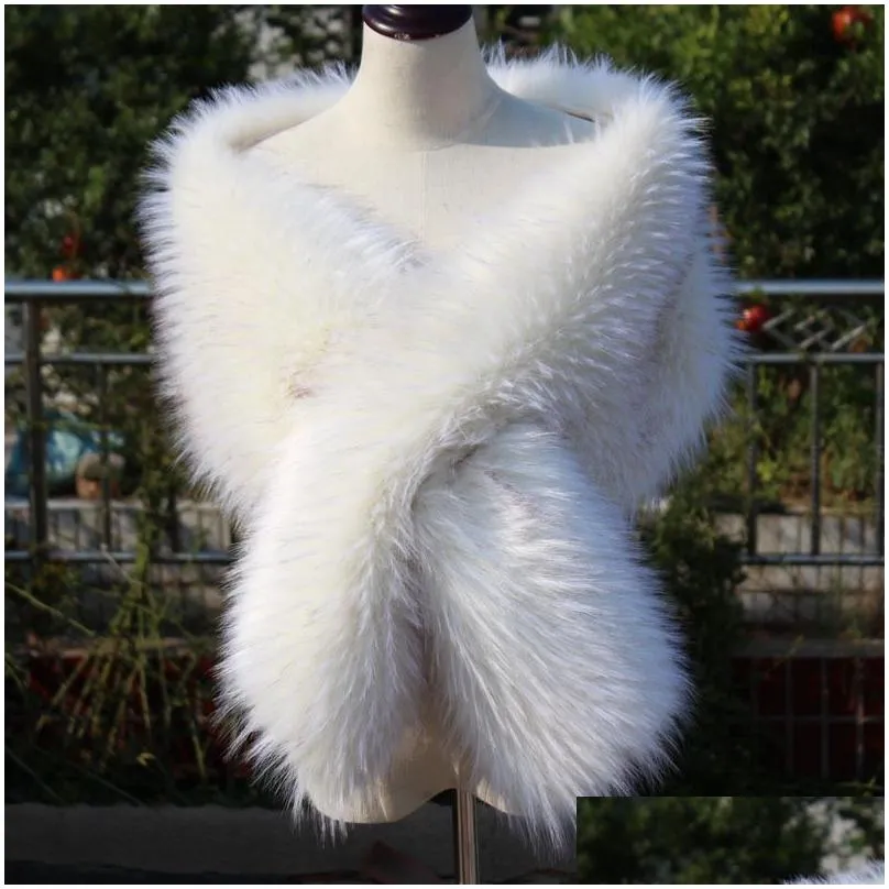 womens fur faux fur walk beside you ivory faux fur jackets for women wedding wrap shawl bridal bride bolero party stole cape accessory shrug stock