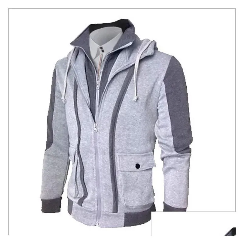 autumn and winter cardigan large brushed coat mens jackets slim fitting long sleeve pullover three color styles