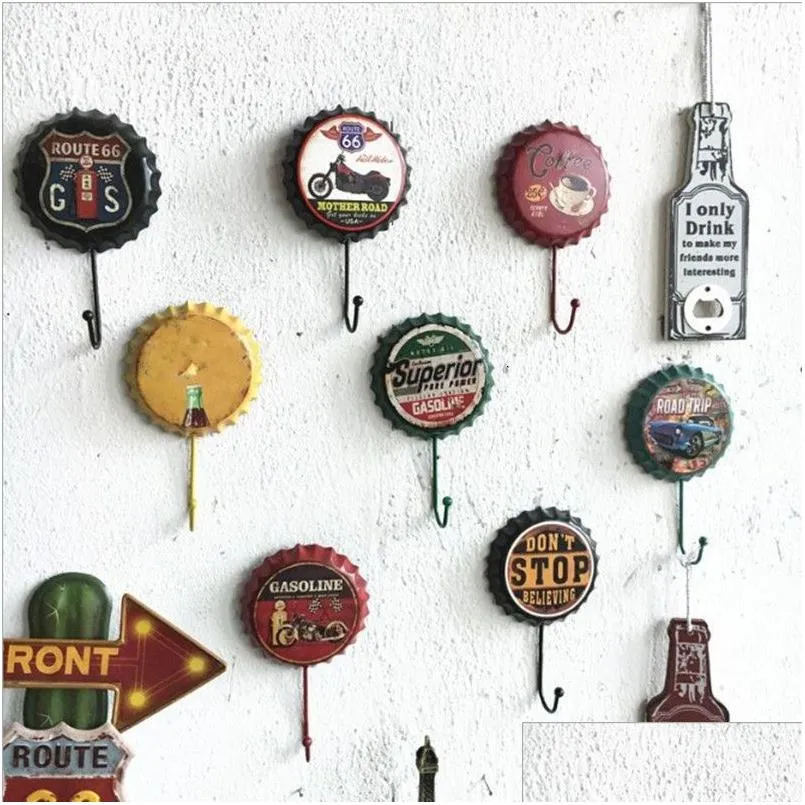 decorative objects figurines hanger hook retro metal beer bottle cap sign wall bar pub clue decoration decor 230810