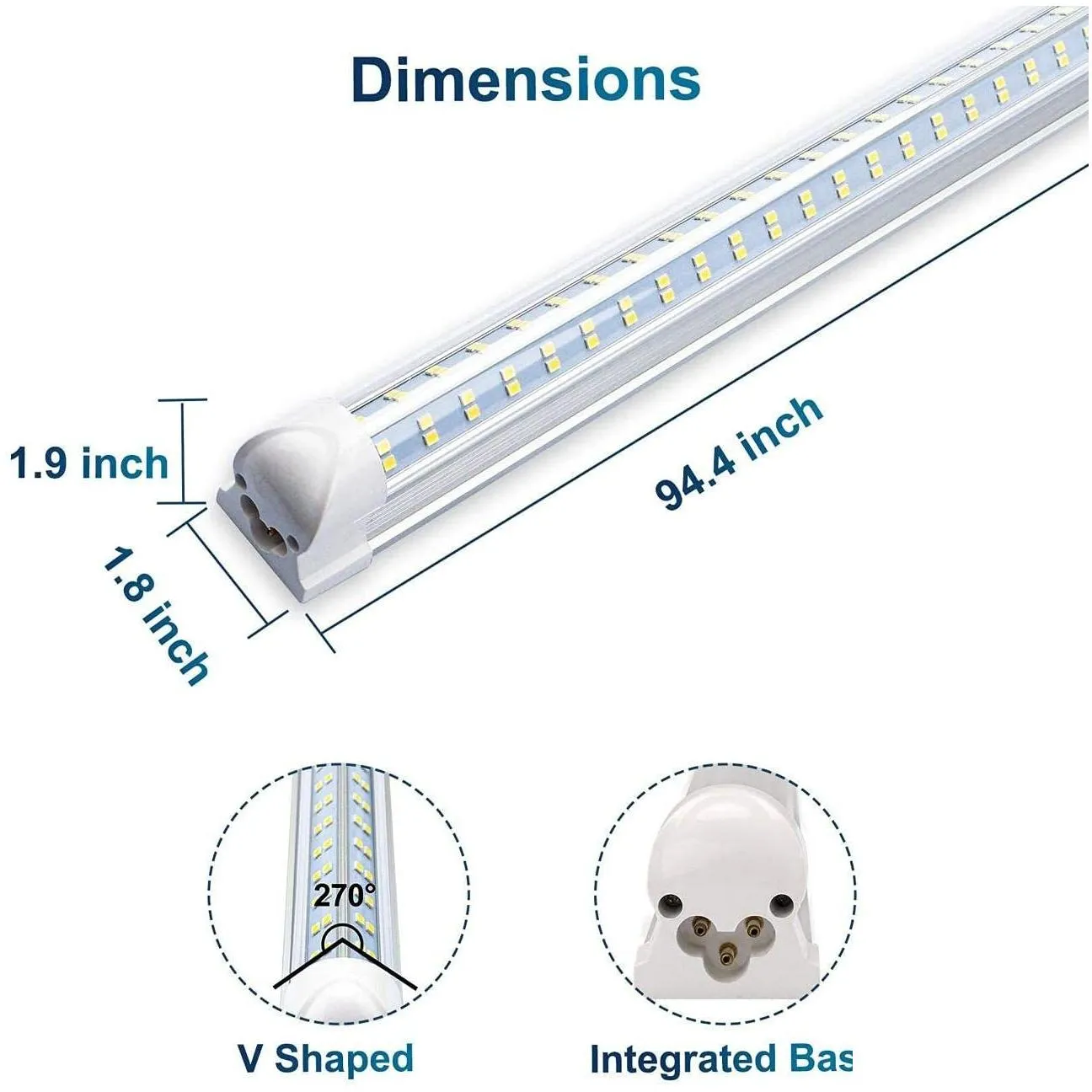 144w t8 led tube integrated leds tubes light v shaped replace fluorescent lighting cooler door garage shop lights