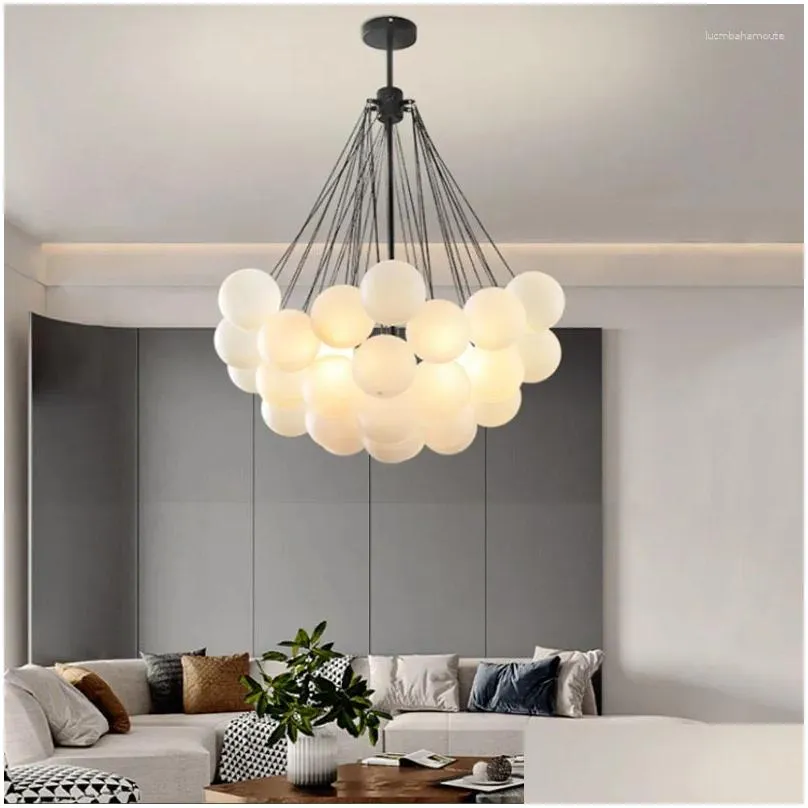 chandeliers modern glass chandelier lighting 19/37 balls black gold led pendant lamp for dining room living decoration