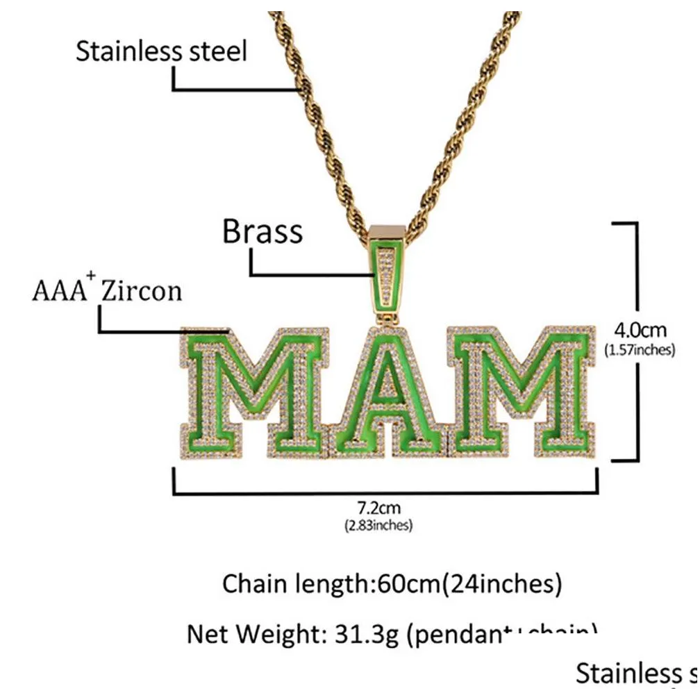 custom name oil regular script letters pendant necklace for men women gifts cubic zirconia necklace hip hop jewelry