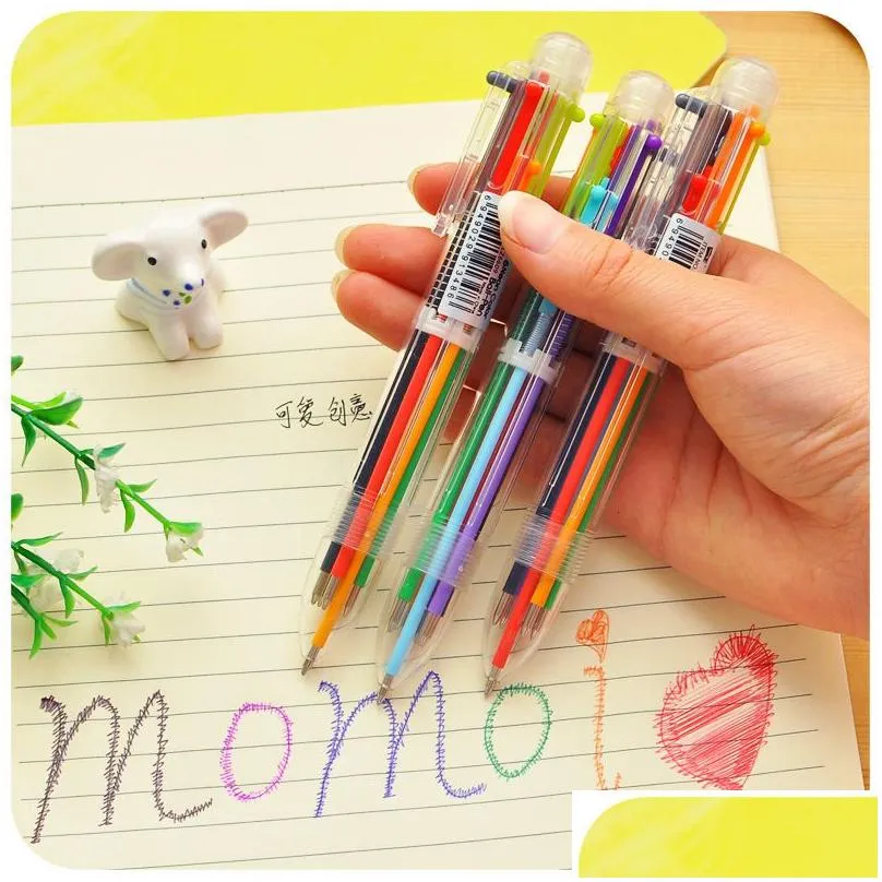 wholesale ballpoint pens 40 pcs south korean creative stationery lovely multi-color ball-point pen rod multifunctional press ink color or 6