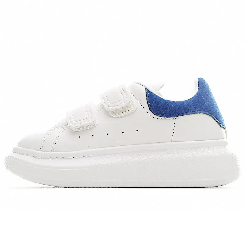 New Kids Shoes White Red Black Dream Blue Single Strap outsized Sneaker Rubber Sole AMCQS Soft Calfskin Leather Lace up Trainers Sports footwear children shoe 25-37