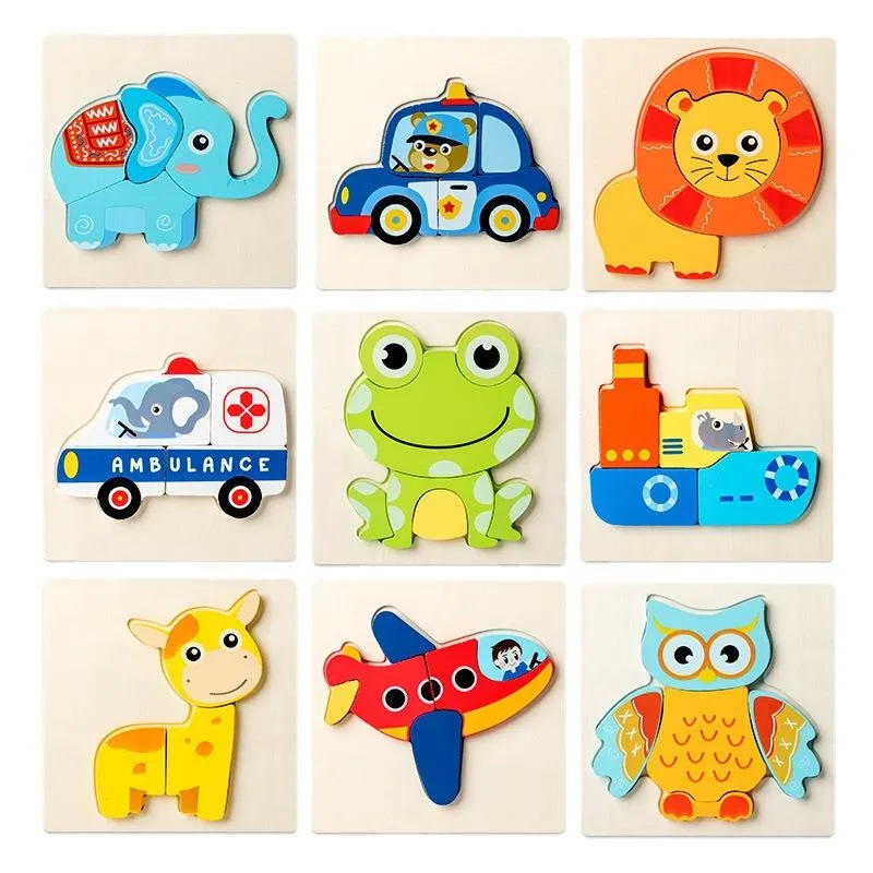 baby early education benefit intellectual development infants and young children large pieces of wooden three-dimensional jigsaw puzzle toys