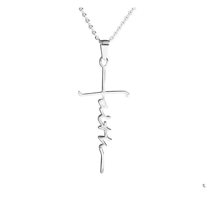 faith pendant necklace for women stainless steel faith necklace 18 inches