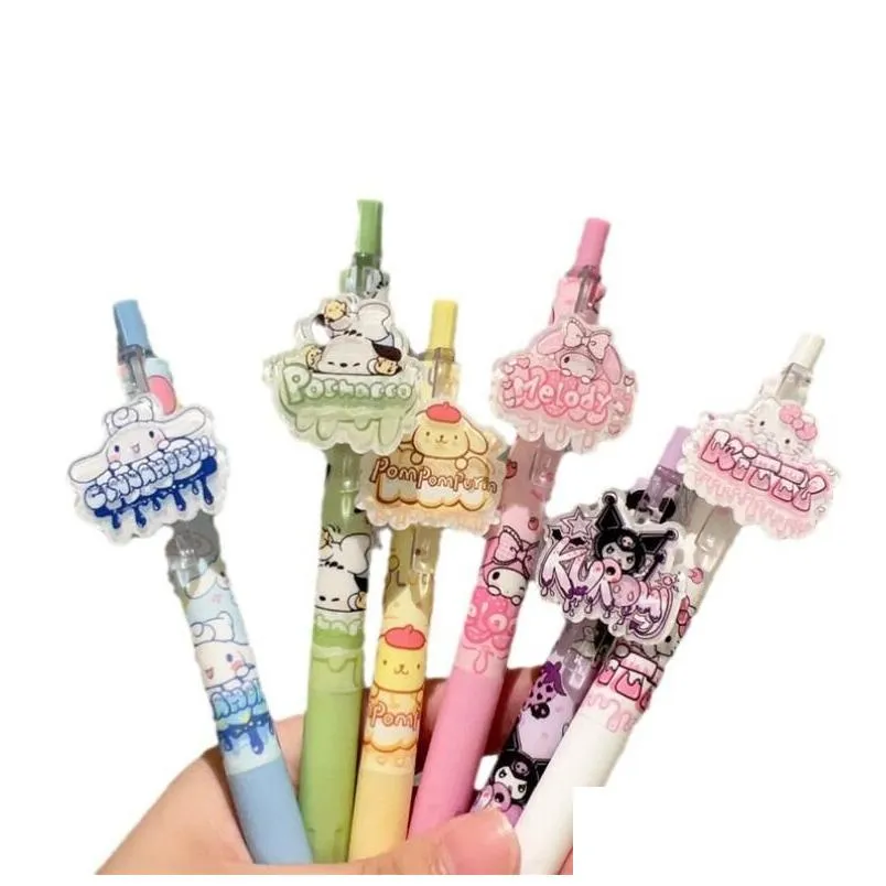 wholesale 48 pcs/set cartoon cute cartoon print student black pen smooth writing supplies school office gift ballpoint pen