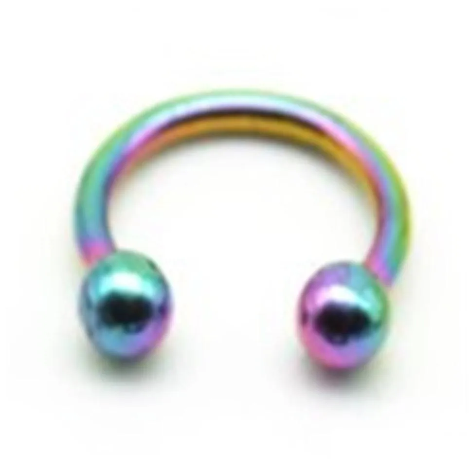 rainbow horseshoe 316l surgical steel nostril nose ring circular piercing ball horseshoe rings cbr ring earring16g 6mm 8mm 10mm234t