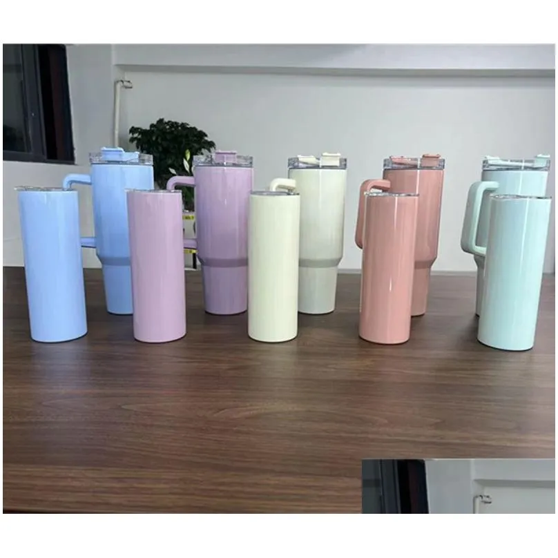 wholesale 20oz sublimation skinny straight tumblers colorful blank stainless steel water bottles double insulated heat transfer cups glasses mugs